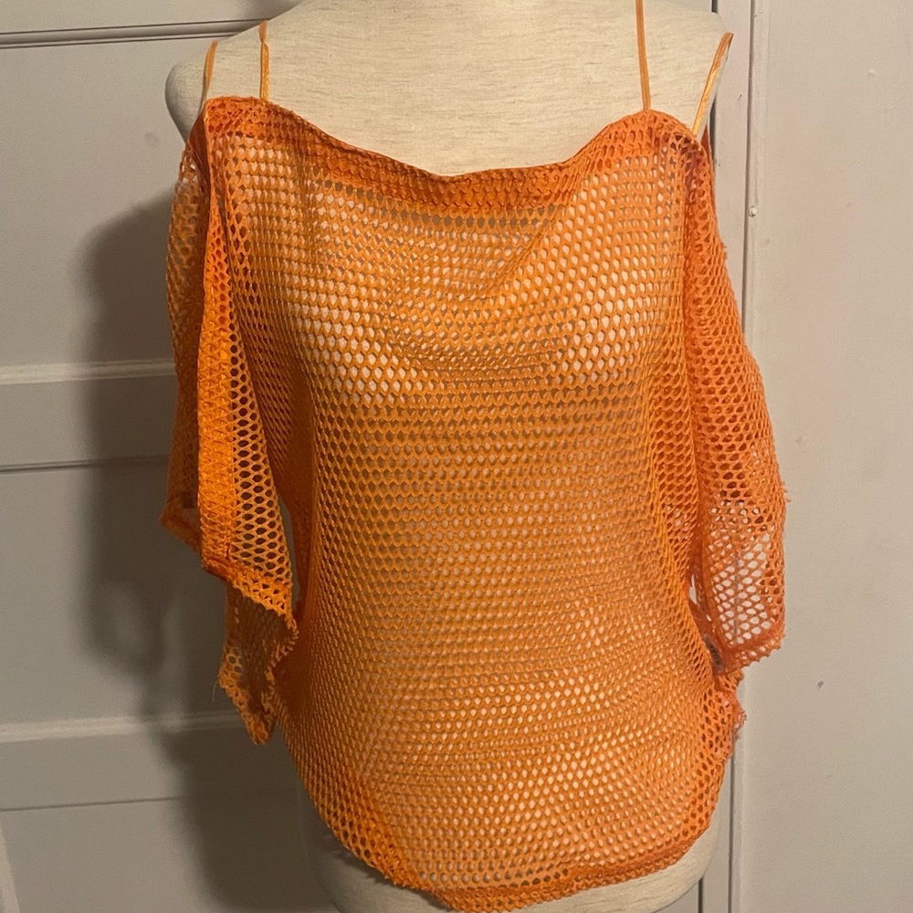 orange mesh shirt